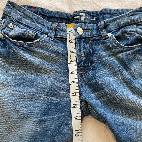 7FAM crop flare raw hem light wash jeans, low rise, size 27 - Picture 6 of 11